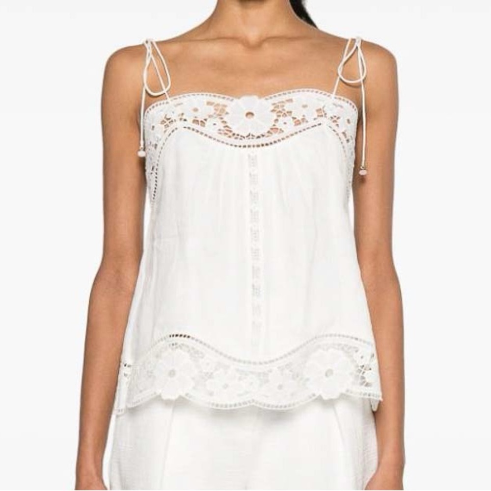 Zimmermann broderie anglaise trim white linen tank size AU1